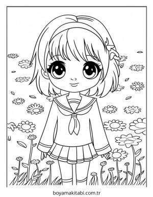 Anime boyama sayfası – boyama çalışması, yaratıcılığı geliştirir