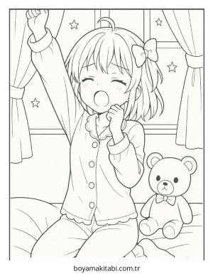 Anime boyama sayfası – çizgi film temalı, basit çizim