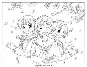 Anime boyama sayfası – basit çizim, kolay boyama