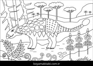 Ankylosaurus Dinazor boyama sayfası,  coloring page, , Drawing Ankylosaurus In The Forest