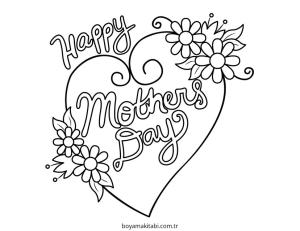 Anneler Günü boyama sayfası – çizgi film temalı, basit çizim