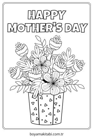 Anneler Günü boyama sayfası – PDF indir, sevimli karakter