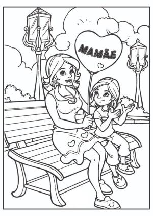 Anneler boyama sayfası,  coloring page, anne ve kızı, 