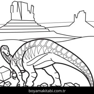 Apatosaurus Dinazor boyama sayfası,  coloring page, , Apatosaurus Next To The Ancient Wall