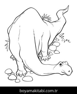 Apatosaurus Dinazor boyama sayfası,  coloring page, , Apatosaurus Dinosaur Steps On The Rocks