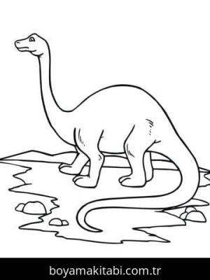 Apatosaurus Dinazor boyama sayfası,  coloring page, , Baby Apatosaur On The Pond0