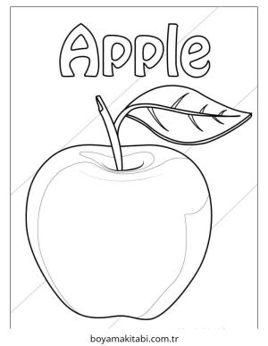 Apple boyama sayfası – basit çizim, kolay boyama