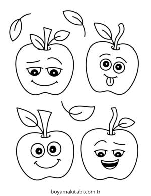 Apple boyama sayfası – basit çizim, kolay boyama