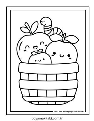 Apple boyama sayfası – eğlenceli etkinlik, el becerilerini geliştirir