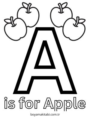 Apple boyama sayfası – çocuklar için, çizgi film temalı