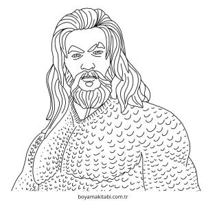 Aquaman boyama sayfası – sevimli karakter, sanatsal çalışma