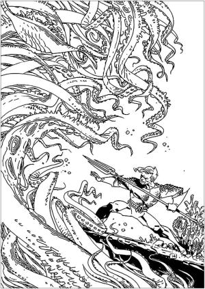 Aquaman boyama sayfası,  coloring page, Aquaman ve Canavarı çiz, 