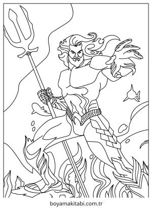 Aquaman boyama sayfası – kolay boyama, eğitici aktivite