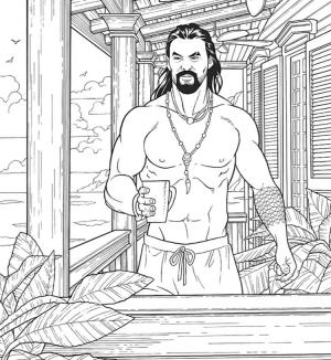 Aquaman boyama sayfası,  coloring page, Bir Bardak Su Tutarak Aquaman, 