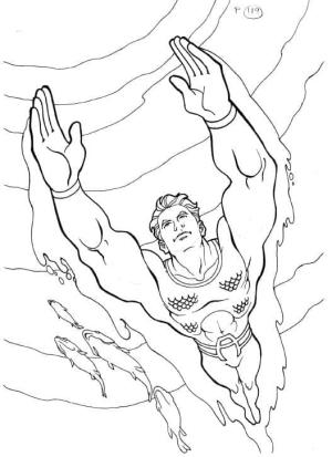 Aquaman boyama sayfası,  coloring page, Aquaman Yüzme Çizimi, 