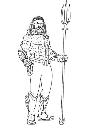 Aquaman boyama sayfası,  coloring page, Bir Trident tutan şirin Aquaman, 