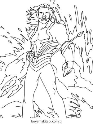 Aquaman boyama sayfası – basit çizim, kolay boyama