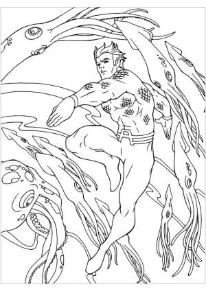 Aquaman boyama sayfası,  coloring page, Aquaman ve Kalamarları çizin, 