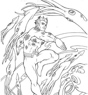 Aquaman boyama sayfası,  coloring page, Aquaman ve Deniz Hayvanı, 