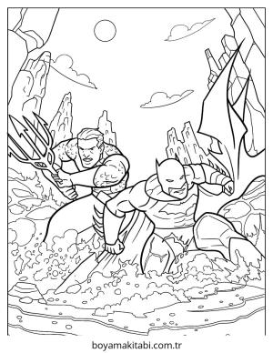Aquaman boyama sayfası – sanatsal çalışma, çocuklar için