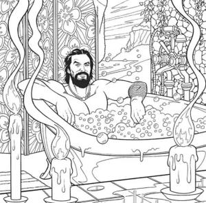 Aquaman boyama sayfası,  coloring page, Küvette Aquaman Banyosu, 