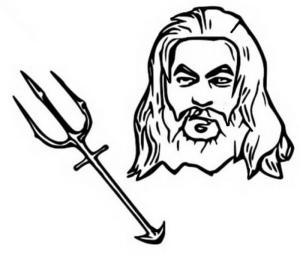 Aquaman boyama sayfası,  coloring page, Aquaman’in yüzünü ve Trident’i çizin, 