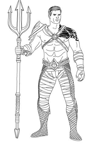 Aquaman boyama sayfası,  coloring page, Trident tutan Havalı Aquaman, 