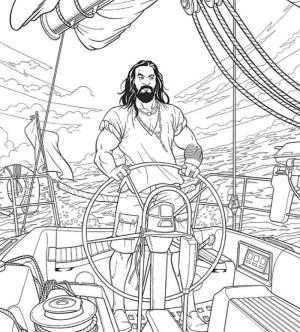 Aquaman boyama sayfası,  coloring page, Gemiyi süren Aquaman, 