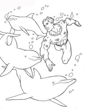 Aquaman boyama sayfası,  coloring page, Aquaman’i Yunuslarla Çiz, 