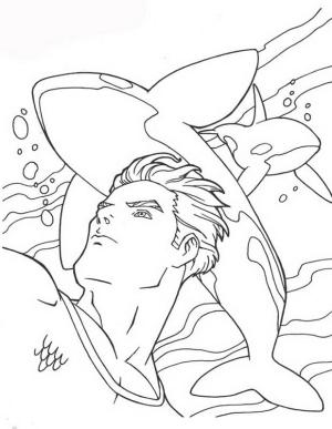 Aquaman boyama sayfası,  coloring page, Aquaman ve Orcas’ı çiz, 