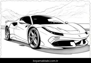 Araba boyama sayfası,  coloring page, klasik, renkli, minimal