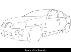 Araba boyama sayfası – sevimli karakter, sanatsal çalışma