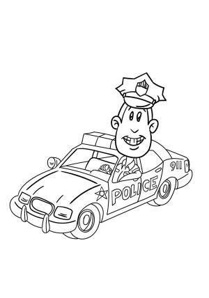 Araba boyama sayfası,  coloring page, Arabadaki Polis, 