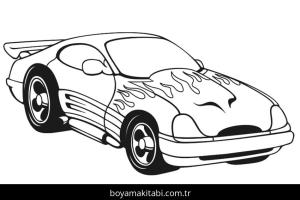 Araba boyama sayfası – çocuklar için, çizgi film temalı
