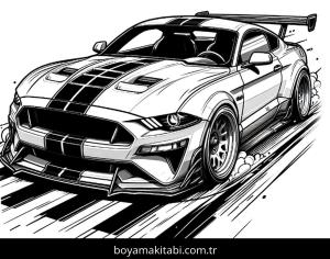 Araba boyama sayfası,  coloring page, karikatür, yuvarlak hatlı, oyunlu