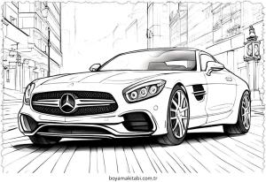 Araba boyama sayfası – renkli çizimler, okul öncesi