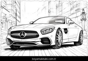 Araba boyama sayfası,  coloring page, eğlenceli, kreatif, karikatür