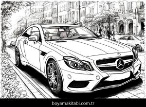 Araba boyama sayfası,  coloring page, renkli, kolay, eğlenceli