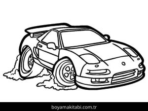 Araba boyama sayfası – renkli çizimler, okul öncesi