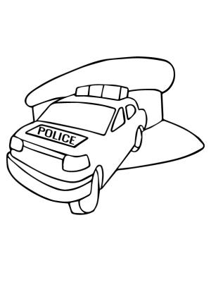 Araba boyama sayfası,  coloring page, Polis Arabası Ve Şapka, 