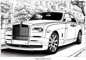 Araba boyama sayfası – sevimli karakter, sanatsal çalışma