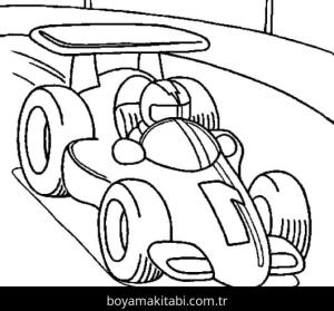 Araba boyama sayfası – PDF indir, sevimli karakter