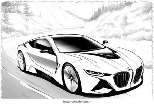 Araba boyama sayfası – çizgi film temalı, basit çizim