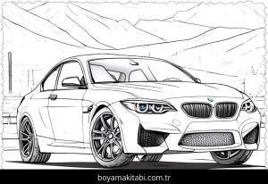 Araba boyama sayfası,  coloring page, eğlenceli, kreatif, karikatür