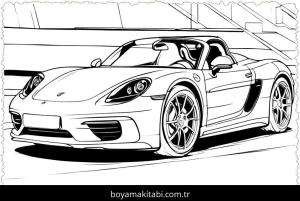 Araba boyama sayfası,  coloring page, çerçeveli, detaylı, çerçeveli
