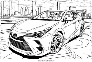 Araba boyama sayfası – PDF indir, sevimli karakter