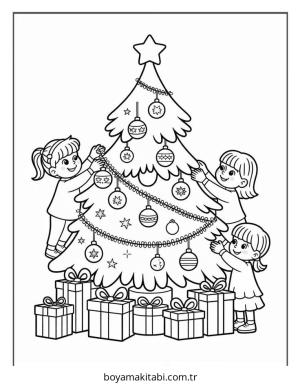 Aralık Ayı boyama sayfası – renkli çizimler, okul öncesi