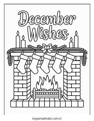 Aralık Ayı boyama sayfası – basit çizim, kolay boyama