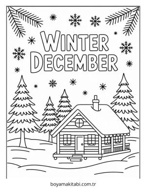 Aralık Ayı boyama sayfası – boyama çalışması, yaratıcılığı geliştirir