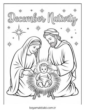 Aralık Ayı boyama sayfası – çocuklar için, çizgi film temalı